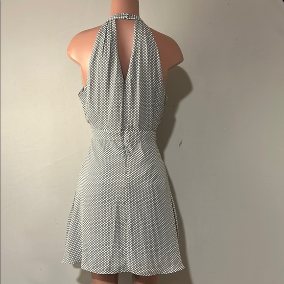 Express Women’s Polka Dot Halter  Keyhole Neck Lined Fit and Flare Dress Sz 12 - Picture 6 of 14